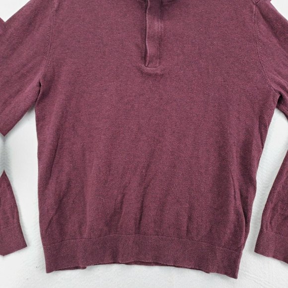 Banana Republic Sweater Men's Long Sleeve 1/4 Zip Pullover High Neck Purple Med - Picture 3 of 12
